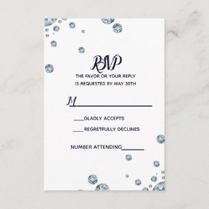 Denim & Diamonds Blue Jeans Bling Glam RSVP Card