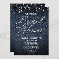 Denim Diamonds Calligraphy Elegant Bridal Shower