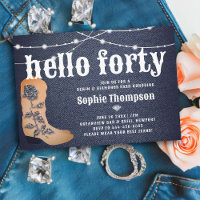 Denim Diamonds Cowgirl Boots Roses 40th Birthday