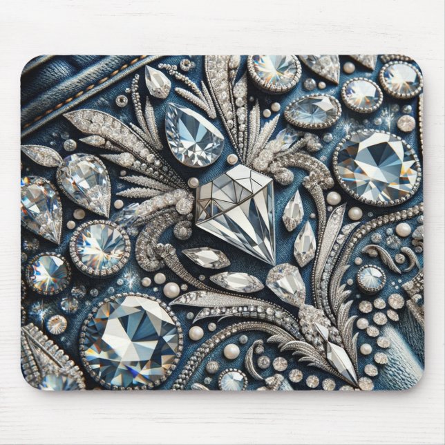 Denim & Diamonds Gemstone Jean Birthday Party Mouse Pad (Front)