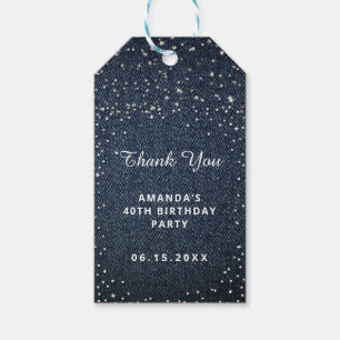 Denim Diamonds Glitter Birthday Party Personalised Gift Tags
