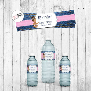 Denim, Diamonds, Little Girls Water Bottle Label