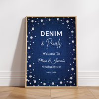 Denim Diamonds Pearls Blue Couple's Shower Welcome
