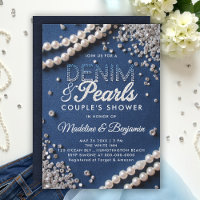 Denim Diamonds Pearls Elegant Modern Couple Shower
