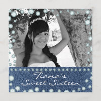 Denim Diamonds Picture Photo Sweet 16 Invitation