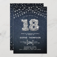 Denim Diamonds Rhinestones Elegant 18th Birthday