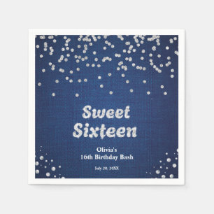 Denim & Diamonds Sweet Sixteen 16th Birthday  Napkin