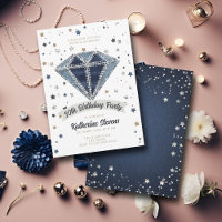 Denim Diamonds White Blue Glitter 30th Birthday