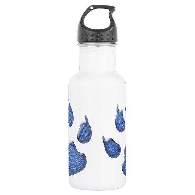 denim dog paw print 532 ml water bottle (Front)