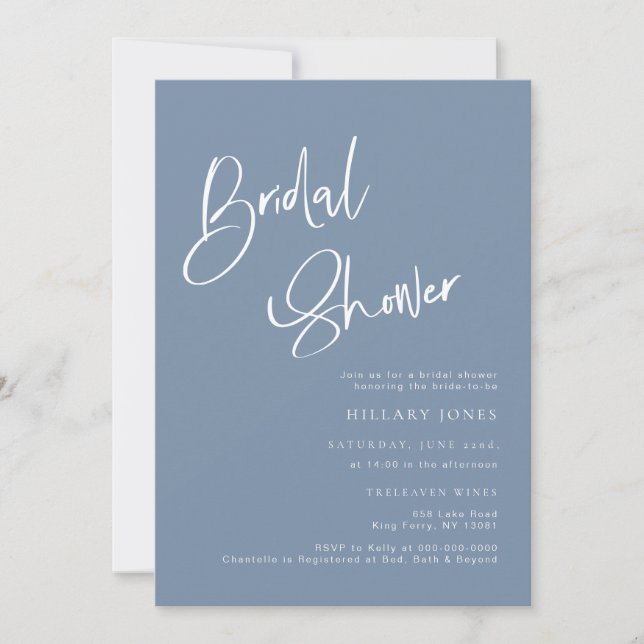 Denim/Dusty Blue Bohemian Bridal Shower Invitation (Front)