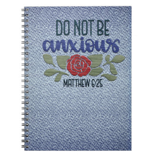 Denim Embroidered-look Scripture  Notebook