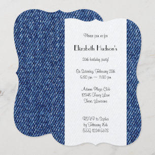 Denim Fabric, Denim Texture, Blue Denim, Birthday Invitation