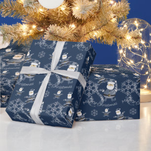 Denim Fashion Christmas Santa Pattern Wrapping Paper