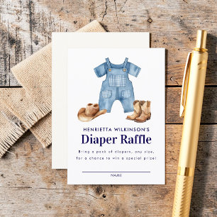  Denim  Hat Boots Baby Shower diaper raffle Enclosure Card