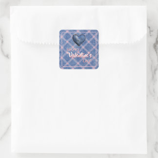 Denim Heart Valentine's Day Décor Plaid Square Sticker