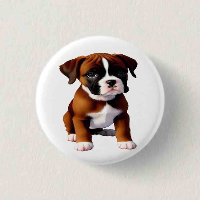 Denim Jacket Boxer Dog 3 Cm Round Badge (Front)