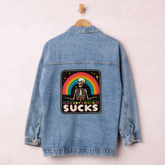 Denim Jacket, funny design, Everything Sucks. Jacket