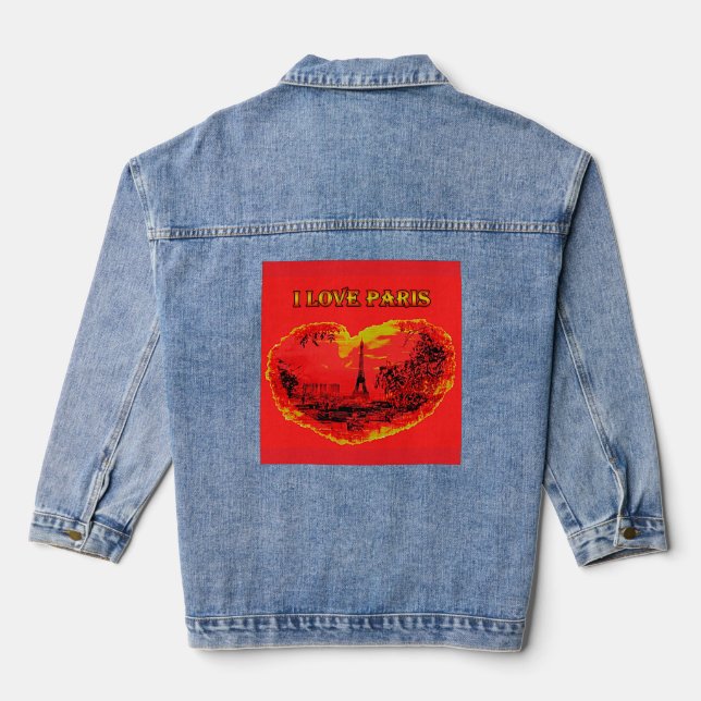 Denim Jacket i love paris (Back)