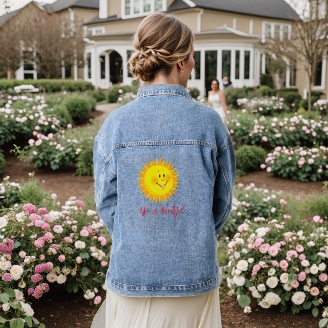 Denim Jacket Life is Beautiful Sun Floral (Wedding Back)