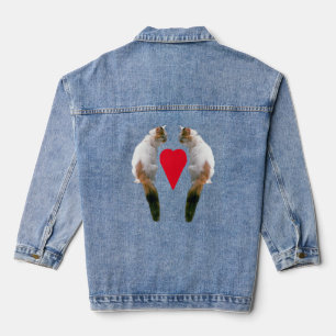 Denim Jacket - Longhaired Cats with Heart