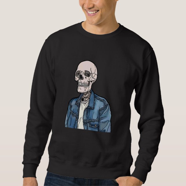 Denim Jacket Vintage Skull Sweatshirt (Front)