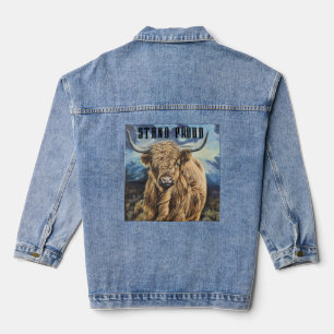 Denim Jacket With Highland Bull
