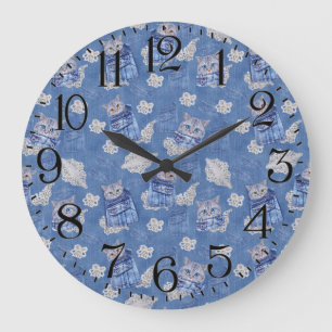 Denim Jean pockets,Kittens and Lace Large Clock