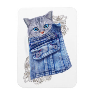 Denim Jean pockets,Kittens and Lace Magnet