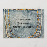 Denim Jean Stitched Pocket Birthday Party