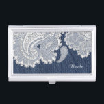 Denim Jean & White Lace Business Card Holder<br><div class="desc">Denim Jean & White Lace Business Card Holder. Customise with any text or leave it blank.</div>