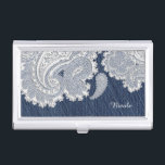 Denim Jean & White Lace Business Card Holder<br><div class="desc">Denim Jean & White Lace Business Card Holder. Customise with any text or leave it blank.</div>