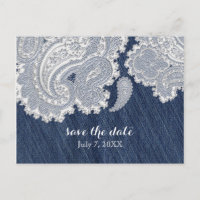 Denim Jean & White Lace Elegant Bridal Wedding