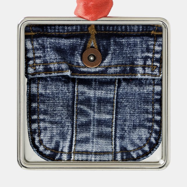 Denim Jeans Pocket Metal Tree Decoration (Front)
