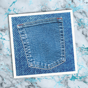 Denim Jeans Pocket Western Country Wedding Party Napkin