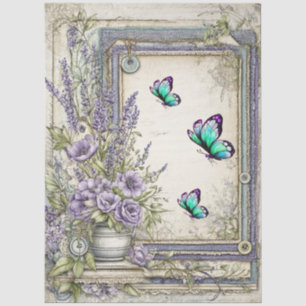 Denim & Lace Floral Fantasy Butterflies Decoupage Tissue Paper