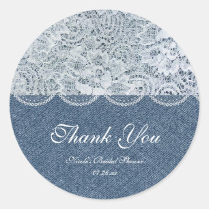 Denim & Lace Rustic Romance Shower Favour Sticker