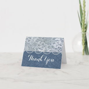Denim & Lace Rustic Thank You Fold Card