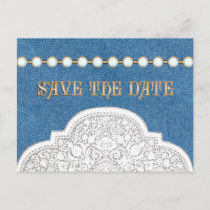Denim Lace  Save the Date POSTCARDS