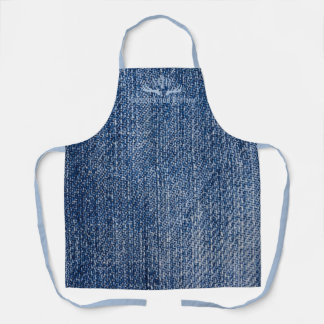 Denim Look Custom Family Monogram  Apron