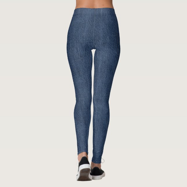 Denim-Look Pattern Leggings (Back)