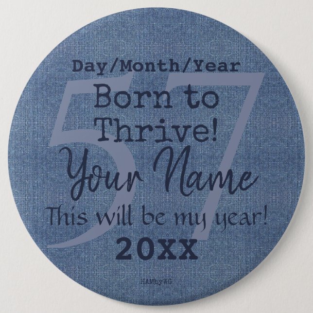 Denim Look Personalizable Button HAMbyWG (Front)