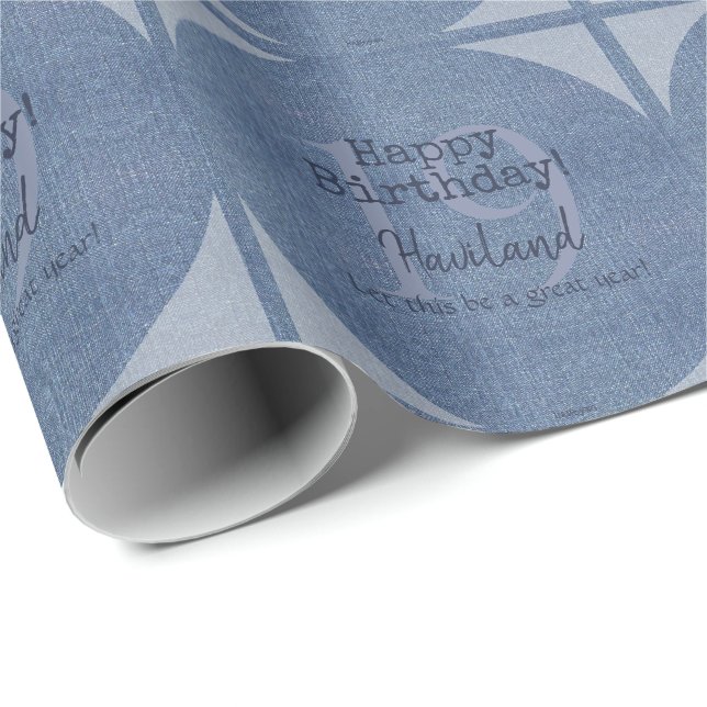 Denim Look Personalizable Gift Wrap HAMbyWG (Roll Corner)