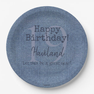 Denim Look Personalizable Paper Plate HAMbyWG