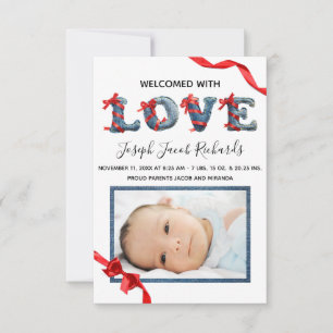 Denim Love - 3x5 Birth Announcement
