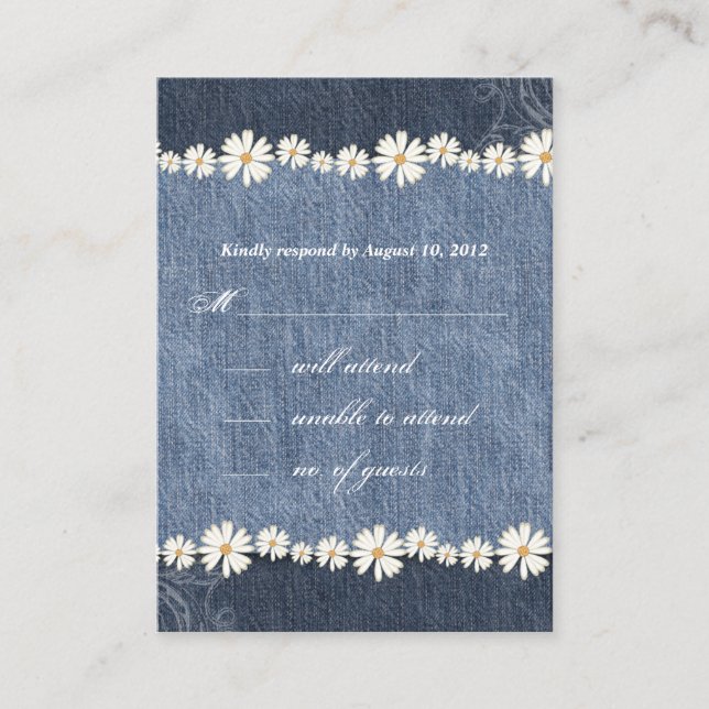 Denim n Daisies Wedding Response Card (Front)