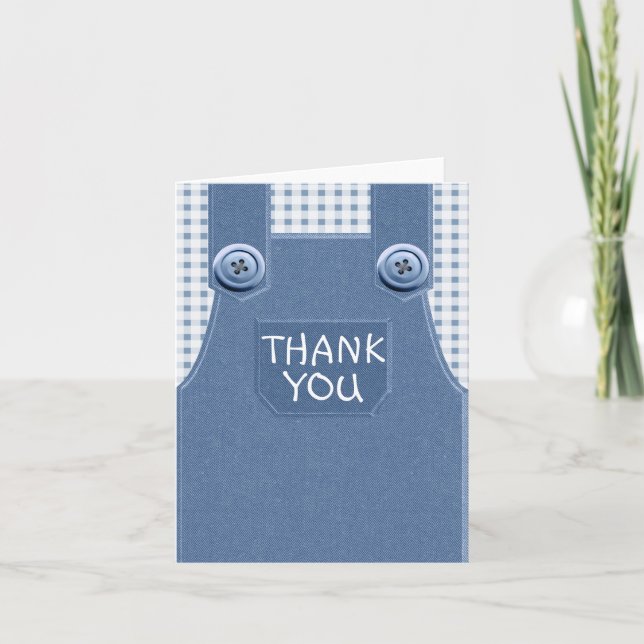Denim Overalls Thank You Note Card (Front)