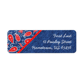 Denim Paisley Cute Floral Red White and Blue Jeans