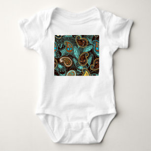 Denim Paisley: Seamless Jeans Texture Pattern Baby Bodysuit