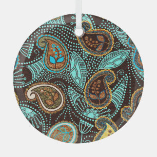 Denim Paisley: Seamless Jeans Texture Pattern Glass Tree Decoration