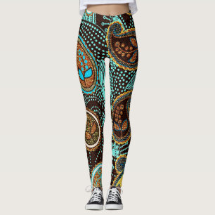 Denim Paisley: Seamless Jeans Texture Pattern Leggings